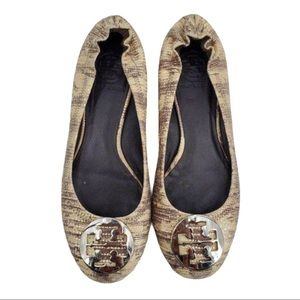 Tory Burch Minnie Snake Print Travel Ballet Flats